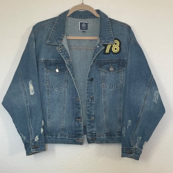 Boom Boom Jeans Women's Small Los Angeles Denim Jacket Tiger Embroidered/Patch - Picture 3 of 7